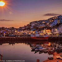 Buy canvas prints of Brixham Harbour at night  by Ian Stone