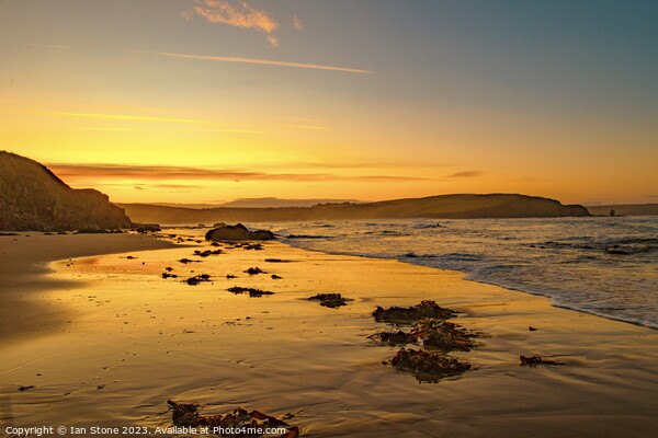 Bigbury Beach Sunrise. Picture Board by Ian Stone