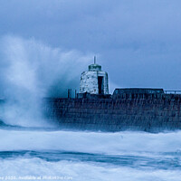 Buy canvas prints of Ferocious Waves at Portreath Harbour by Ian Stone