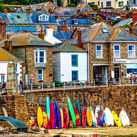 Buy canvas prints of Vibrant Boards at Mousehole Harbour by Ian Stone