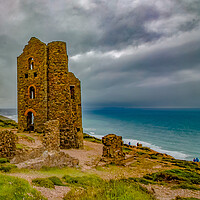 Buy canvas prints of Blustery day at Wheal Coates mine by Ian Stone