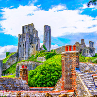 Buy canvas prints of Castle through the rooftops by Ian Stone