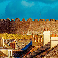 Buy canvas prints of Totnes castle through the rooftops  by Ian Stone