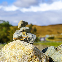 Buy canvas prints of Skye stone cairn by Rosaline Napier