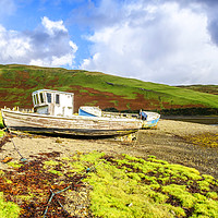 Buy canvas prints of Sunshine on boat wrecks Skye by Rosaline Napier