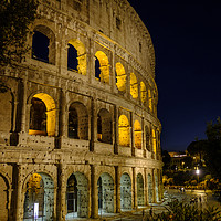 Buy canvas prints of Colosseum section at night by Rosaline Napier