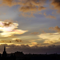 Buy canvas prints of Nacreous clouds over Edinburgh by Rosaline Napier