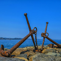 Buy canvas prints of Pair of anchors St Tropez by Rosaline Napier