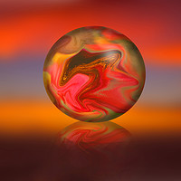 Buy canvas prints of Glass globe on sunset background by Rosaline Napier
