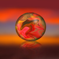 Buy canvas prints of Sunset sky background with digital sphere by Rosaline Napier
