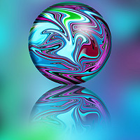 Buy canvas prints of Purple and turquoise digital ball by Rosaline Napier