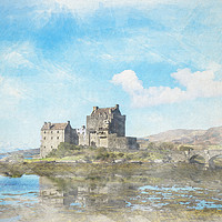 Buy canvas prints of Eilean Donan Castle Watercolour by Rosaline Napier