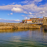 Buy canvas prints of Looking across Portsoy Harbour by Rosaline Napier