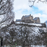 Buy canvas prints of Edinburgh Castle in snow by Rosaline Napier