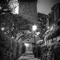 Buy canvas prints of Bell Tower Walk - Chester City Centre by Mike Evans