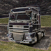 Buy canvas prints of Abstract Image Of A DAF  XF Tractor Unit by Kevin Maughan