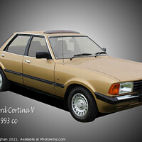Buy canvas prints of Glinting golden Ford Cortina by Kevin Maughan