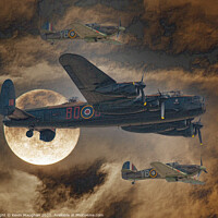 Buy canvas prints of Lancaster Bomber In The Nights Sky (Sketch) by Kevin Maughan