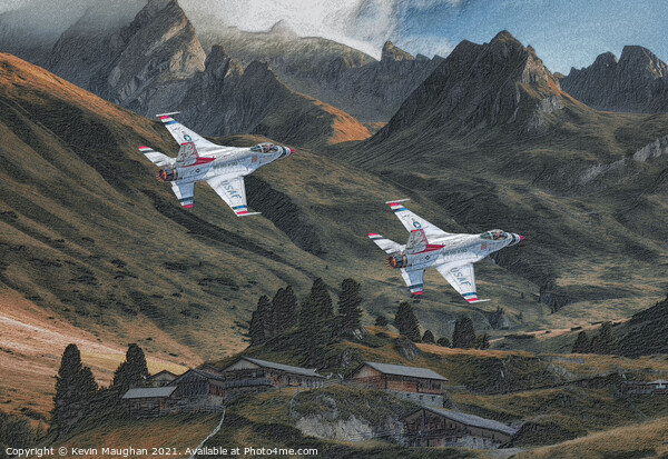 USAF Low Level Valley Flying (Sketch Digital Image) Picture Board by Kevin Maughan