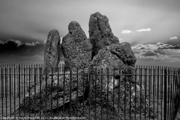 The Whispering Knights (The Rollright Stones) Greyscale Picture Board by Kevin Maughan