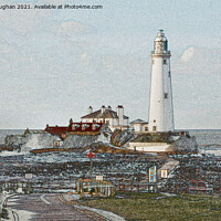 Buy canvas prints of St Marys Lighthouse Whitley Bay North Tyneside (Sketch) by Kevin Maughan