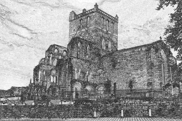 Jedburgh Abbey (Digital Art Greyscale) Picture Board by Kevin Maughan