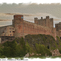 Buy canvas prints of Bamburgh Castle Northumberland (Oil Painting Style) by Kevin Maughan