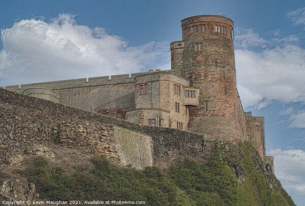 Majestic Bamburgh Castle in Sketch Style Picture Board by Kevin Maughan