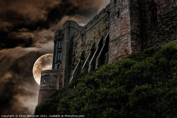 Majestic Bamburgh Castle Overlooking Moonlit Beach Picture Board by Kevin Maughan