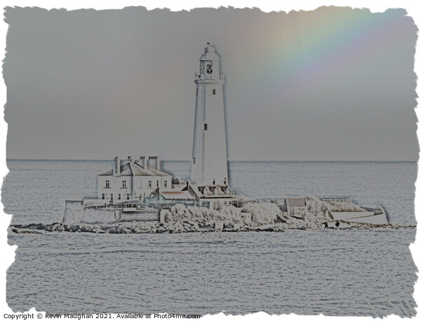 St Marys Lighthouse Digital Art 4 Picture Board by Kevin Maughan
