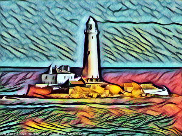 St Marys Lighthouse (Art Deco Style) Picture Board by Kevin Maughan