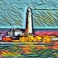 Buy canvas prints of St Marys Lighthouse (Art Deco Style) by Kevin Maughan