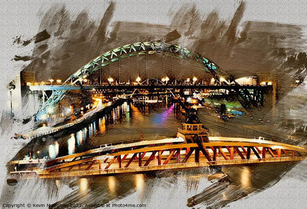 Bridges Over The Tyne (Digital Art) Picture Board by Kevin Maughan