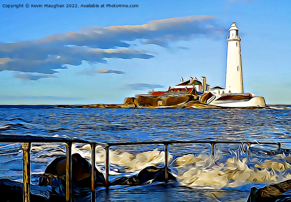St Marys Lighthouse (Digital Art Water Colour) Picture Board by Kevin Maughan