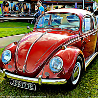 Buy canvas prints of Volkswagen Beetle 1967 (Digital Cartoon Art) by Kevin Maughan