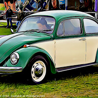 Buy canvas prints of Volkswagen Beetle 1967 (2) (Digital Cartoon Art) by Kevin Maughan