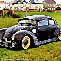 Buy canvas prints of Volkswagen Beetle Customised (Digital Cartoon Art) by Kevin Maughan