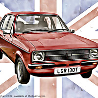 Buy canvas prints of Ford Escort 1978 (Digital Cartoon Art) by Kevin Maughan