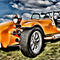 Buy canvas prints of Caterham 7 Kit Car (Digital Cartoon Art) by Kevin Maughan