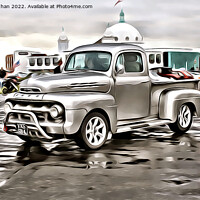 Buy canvas prints of Ford F1 Pickup (Digital Cartoon Art) by Kevin Maughan