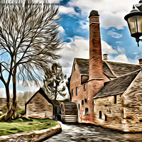 Buy canvas prints of Upper Slaughters Mill (digital Cartoon Art) by Kevin Maughan