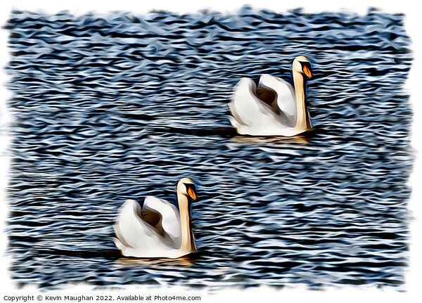 Swans On A Lake (Digital Art Version) Picture Board by Kevin Maughan