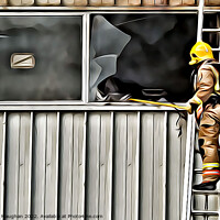 Buy canvas prints of Fireman Fighting The Fire (1) Digital Art by Kevin Maughan