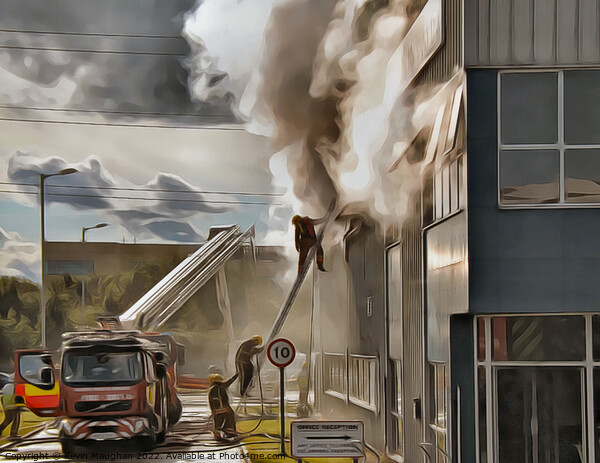 Fireman Fighting The Fire (2) Digital Art Picture Board by Kevin Maughan