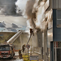 Buy canvas prints of Fireman Fighting The Fire (2) Digital Art by Kevin Maughan