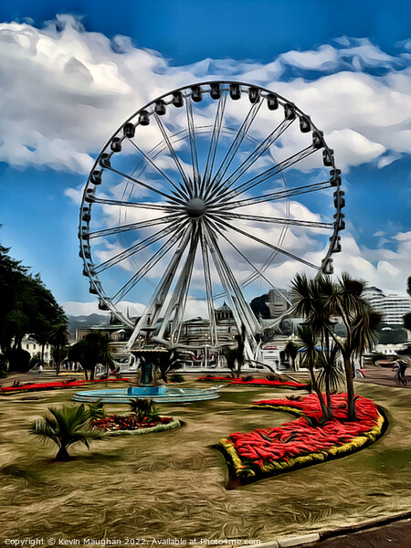 Ferris Wheel In Torquay (Digital Art) Picture Board by Kevin Maughan