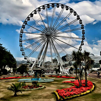 Buy canvas prints of Ferris Wheel In Torquay (Digital Art) by Kevin Maughan