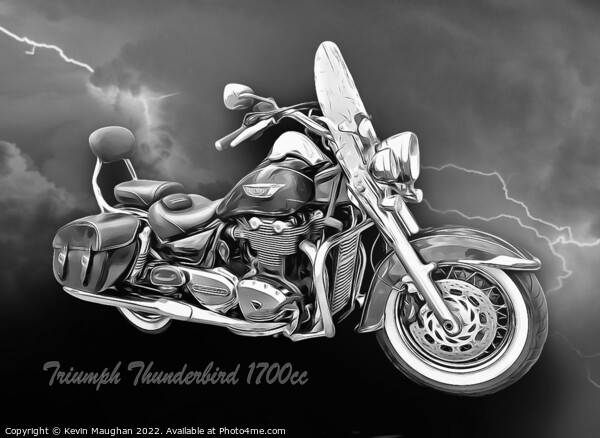 Triumph Thunderbird Black And White Digital Image Picture Board by Kevin Maughan