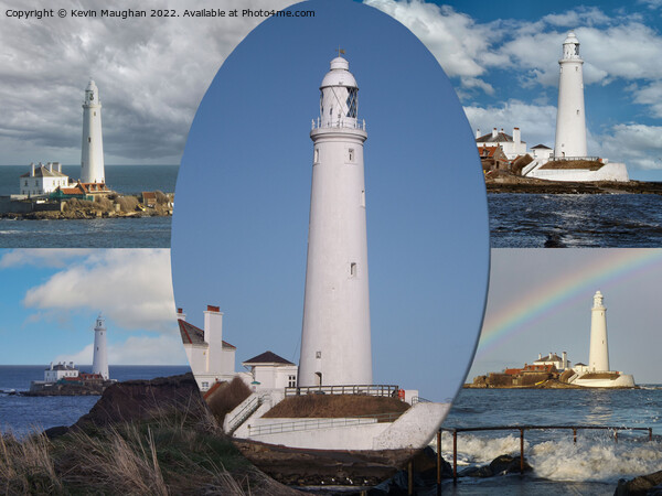 St Marys Lighthouse (Postcard Style) Picture Board by Kevin Maughan