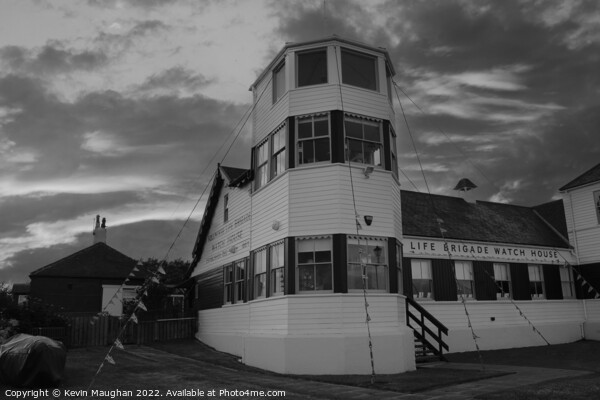 Life Brigade Watch House Tynemouth (Black And White Image) Picture Board by Kevin Maughan